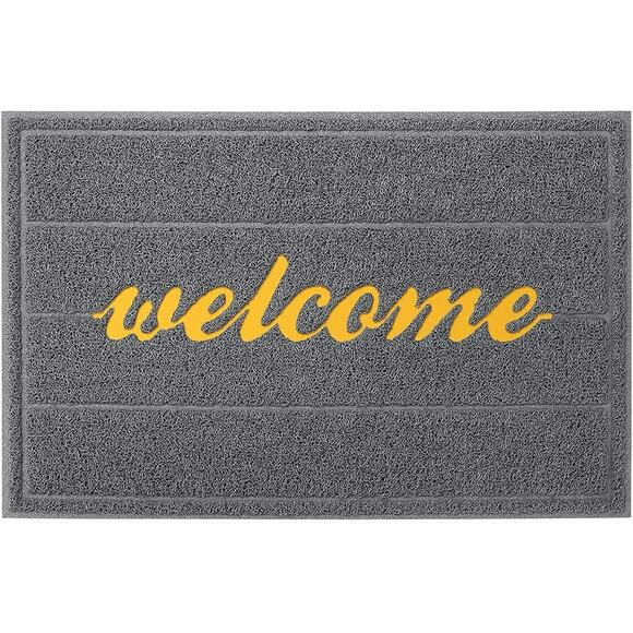 Gray Door Mat 35" x 23.5 Welcome Mats Outdoor Indoor Non-Slip Doormat - Picture 1 of 11
